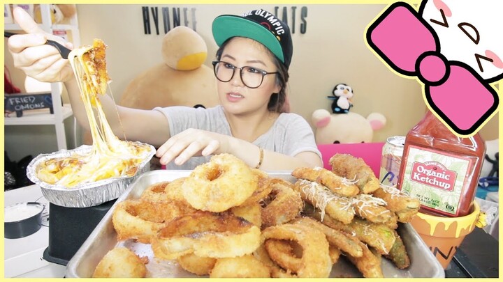 ONION RINGS + FRIED ZUCCHINI ft. CHILI CHEESE FRIES | MUKBANG