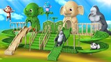 Bamboo Elephant Slider - Funny Animals DIY Bamboo Slider | Gorilla, Monkey, Elephant 3D Cartoons