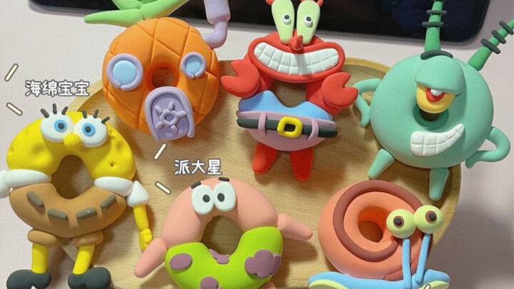 Super light clay•Handmade blogger teaches you how to make Spongebob donuts