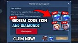 NEW GIFT! REDEEM CODE DIAMONDS AND SKIN! (CLAIM NOW!) LEGIT! | MOBILE LEGENDS 2022