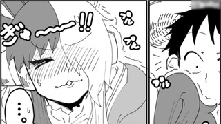 [Komik Penggemar One Piece] Uta:>3< Luffy:?