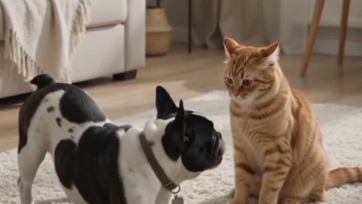cat and dog playing together