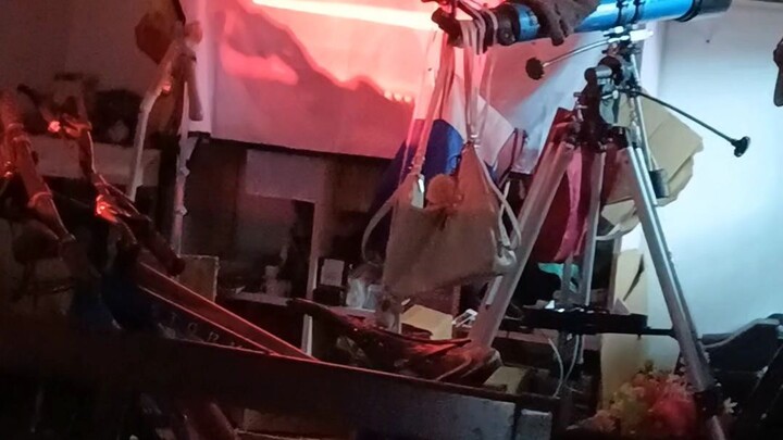 Test running 16mm film projector