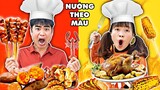 Vua Nướng Theo Màu Đỏ Và Màu Vàng - Thử Thách Nướng Đồ Ăn Theo Màu Vui Nhộn - Hà Sam