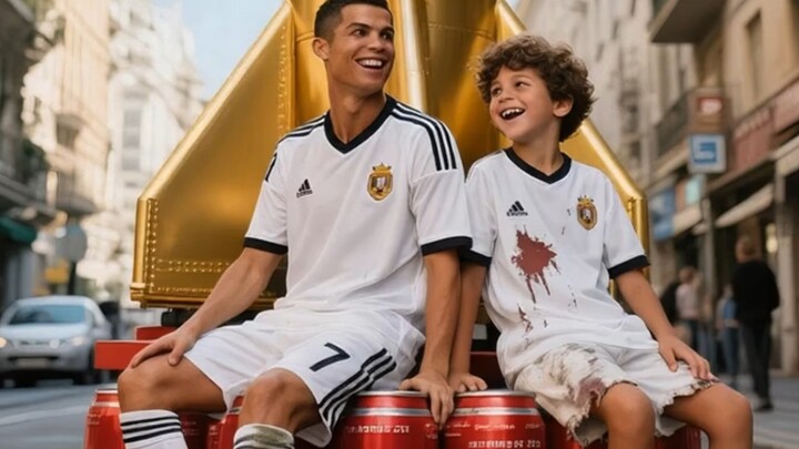 Messi and his son mock the rocket built by Ronaldo and his son