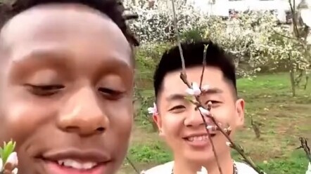 Pemuda asing pergi menikmati bunga, lalu merekam video dalam dialek Sichuan untuk orang tuanya. Neti