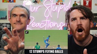 12 Stumps Flying Crazy Deliveries In Cricket REACTION!!