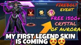 Free 1500+ Crystal Of Aurora and My First Upcoming Legend Skin 😍😍| FREE LEGEND SKIN ALMOST | MLBB