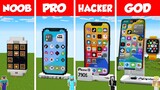 Minecraft IPHONE 14 PRO MAX TNT HOUSE BUILD CHALLENGE - NOOB vs PRO vs HACKER vs GOD / Animation