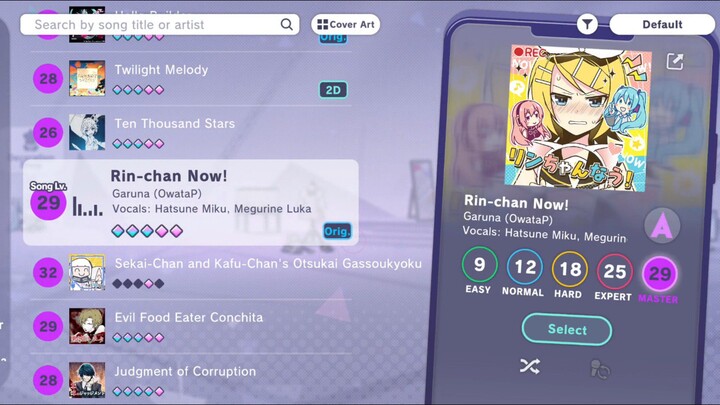 Rin-chan Now! (FULL COMBO!) Almost all perfect on Master level 29