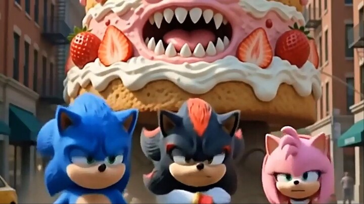 SONIC, SHADOW, AMY E TAILS E O BOLO GIGANTE!