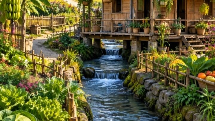 “A Dreamy Village House Beside a Flowing Stream 🌿🏡💦”
