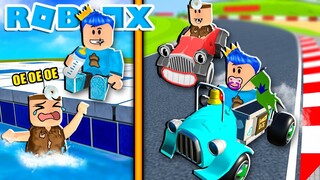 IKUT BALAPAN MOBIL BAYI UMUR 3 TAHUN!!!PANDU GAMING DORONG PAK UNAT BAYI DI KOLAM RENANG ROBLOX!!