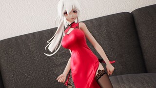 [MMD·3D]Yowane Hakua  in a red cheongsam and high heels - Marionette