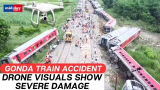 Gonda Train Accident: Scary Drone Visuals Show Extreme Damage At The Accident Spot