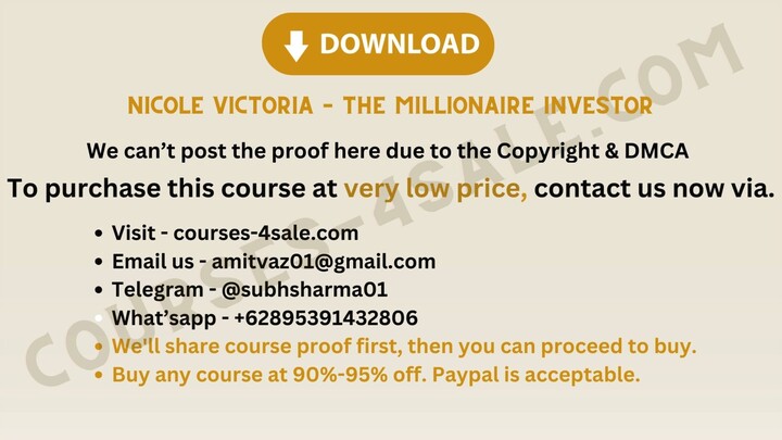[Course-4sale.com] - Nicole Victoria – The Millionaire Investor