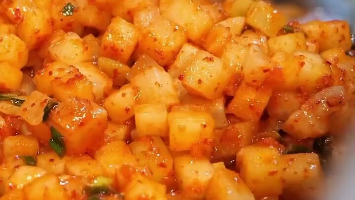Making Spicy Diced Radishes