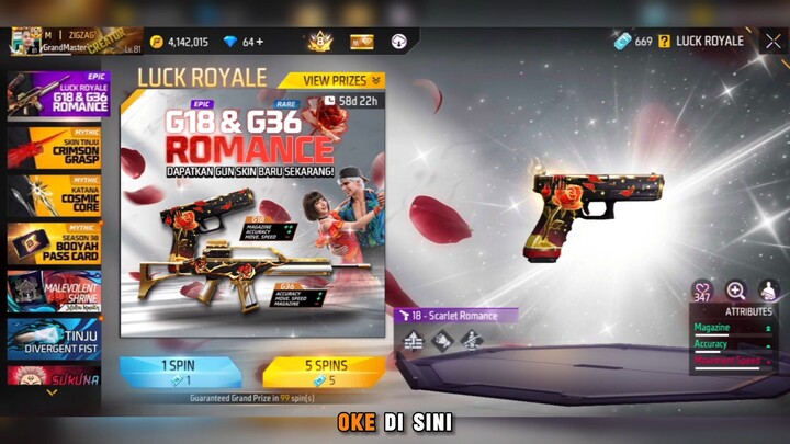 Spin Luck royale FF G18 & G36 Romance‼️