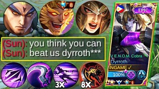 WHY DYRROTH IS THE BEST COUNTER AGAINST META HEROES IN HIGH RANKED GAME!! | MYTHICAL GLORY MLBB