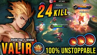 24 Kills Valir Unstoppable Midlane (100% Annoying) - Build Top 1 Global Valir ~ MLBB