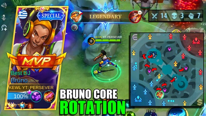 BRUNO JUNGLE BEST ROTATION 5 MINUTES LEGENDARY!! | BRUNO BEST BUILD AND EMBLEM SET 2022 - MLBB