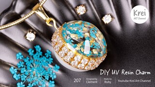 【UV レジン】ドライフラワーを使って、DIYブレスレットチャーム〜♪UV Resin - DIY Bracelet Charm with Dried Flower.