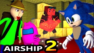 AMONG US AIRSHIP 2 vs SONIC BALDI RTX CHALLENGE! (Official) GHOST LOGIC Cartoon Minecraft Animation