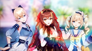 [Barbara x Qin x Bingtang] Bài hát bên bờ biển⭐Cùng các cô gái vui đùa dưới nước nhé! 【MMD】