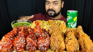 KOREAN FRIED CHICKEN, KFC CHICKEN FRY, NOODLES, MINT CHUTNEY, SOFT DRINK ASMR MUKBANG EATING SHOW ||