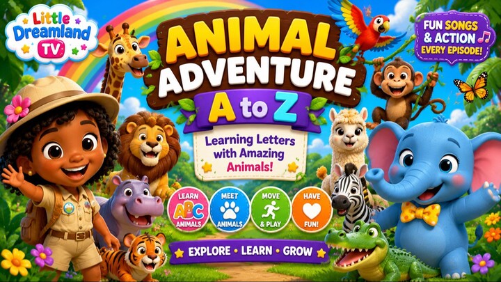 🦁 Learn Letter A with Amazing Animals! | Animal Adventure A | Little Dreamland TV