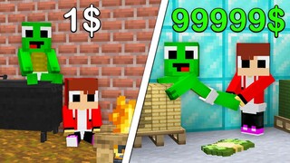 How Baby Mikey & JJ became from 1$ to $999,999 RICH in Minecraft challenge (Maizen Mizen Mazien)