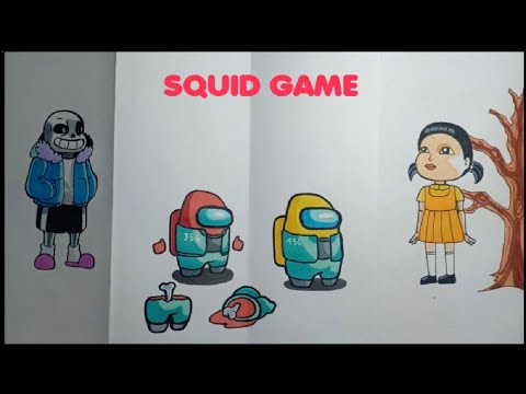 SQUID GAME How to Draw Sans And Among US VS BOSS Paper Craft - Bilibili