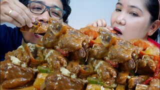 INDOOR COOKING | CREAMY & CHEESY PORK RIBS CALDERETA MUKBANG | COLLAB WITH @Jewel Dizon