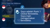 Finally Top Global 1 Benedetta Dari Indonesia Shigeta | Mobile Legends