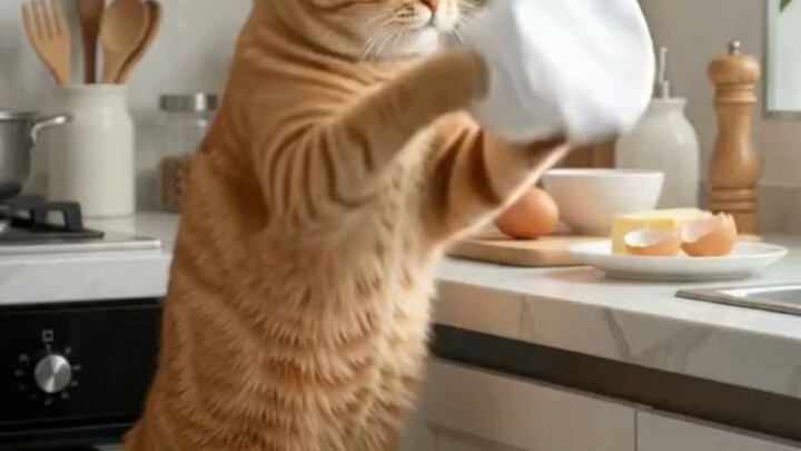 cat making burger 🍔😊