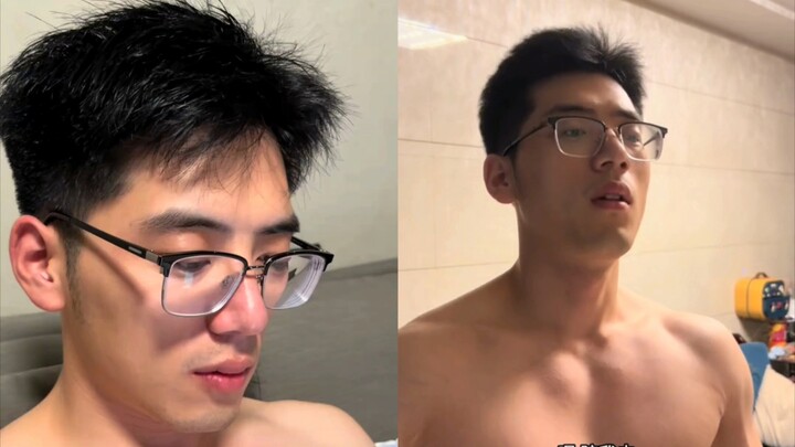 رجل عضلات يرتدي نظارة أنيقة