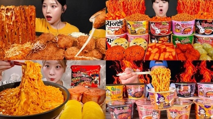 ASMR EATING BULDAK NOODLES MUKBANG COMPILATION | NO TALKING & SATISFYING EATING SOUNDS