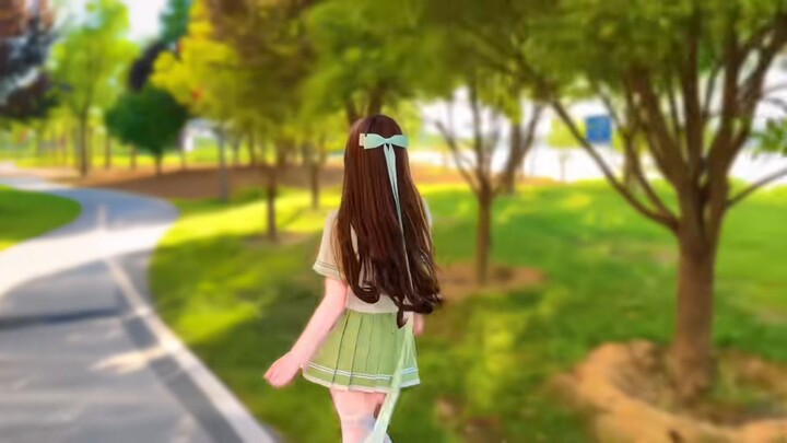 cheese cute school girl Walking.