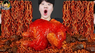 ASMR MUKBANG 직접 만든 양념 치킨먹방! 스테이크 짜파게티 레시피 & 먹방 FRIED CHICKEN AND BLACK BEAN NOODLES EATING SOUND!