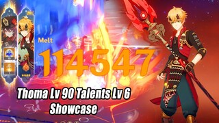Thoma Lv 90 Talents lv 6 & Homa R1 Damage Showcase - Sub DPS Gameplay Genshin Impact
