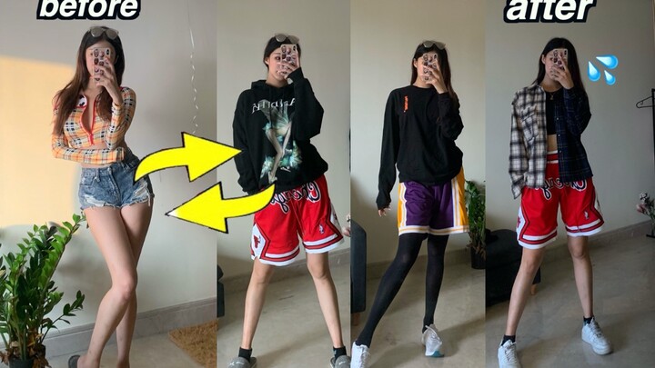Can busty girls pull off men’s fashion?? $3000 basketball shorts vs. a $300 outfit～