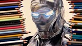 [Vẽ tay bằng chì màu][Marvel] Đưa bạn vẽ đầu trong 5 phút.Người Sắt mark2