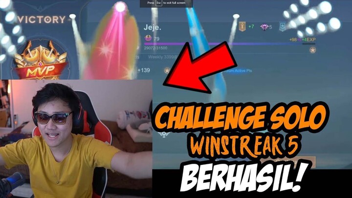 CHALLENGE SOLO WINSTREAK 5 BERHASIL! MELAWAN PUBLIK-PUBLIK TOXIC - Mobile Legend