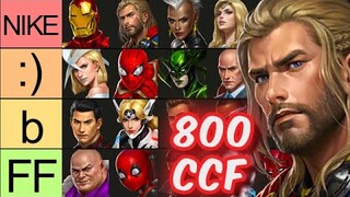 BEST 800 CCF Heroes TIER LIST (July, 46 Tier 3) - Marvel Future Fight