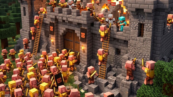 ¡10,000 Hombres Cerdo Atacan mi Castillo en Minecraft!