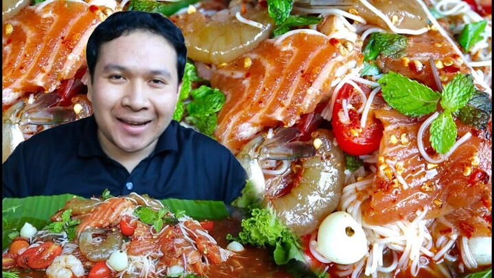 ตำซั่วแซลมอน กุ้งดอง รสเผ็ดจัดจ้าน!! #อัลฟ่าคลอโรฟิลล์พลัส