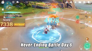 Genshin Impact - Never-Ending Battle Day 6 7338 Score Kazuha Melt Team Gameplay