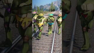 GTA V: TEENAGE MUTANT NINJA TURTLES SAVING FRANKLIN FROM THOMAS THE TRAIN #shorts