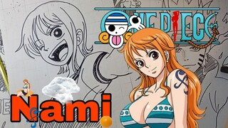 menggambar sang navigator bajak laut cantik nami dari anime ONE PIECE