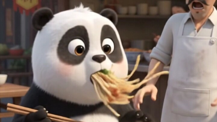 🐼🍜 一碗面？不够！再来一碗！😂中国熊猫的胃，真的太强了！🇨🇳🤣#中国 #中国熊猫 #熊猫 #搞笑 #搞笑视频 #动画 #AI动画 #美食 #B站